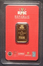 RMC Republic Metals 5 Gram Gold Bar  .9999 Fine Gold in Assay Card  LOT 271156
