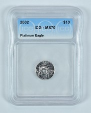 2002 $10 American Platinum Eagle 1/10 Oz Platinum MS70 ICG