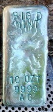 10oz 9999 Fine Silver Hand Poured Bar