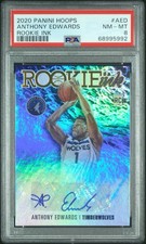 2020-21 Panini NBA HOOPS Rookie Ink Anthony Edwards #RI-AED (AU, RC) Auto PSA 8