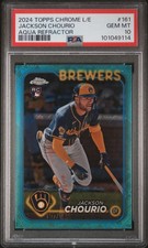 2024 Topps Chrome - Jackson Chourio #161 Aqua Refractor /199 (RC) PSA 10