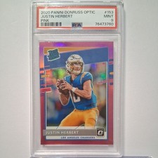 2020 Donruss Optic - Rated Rookies Justin Herbert #153 Pink Prizm (RC)  PSA 9