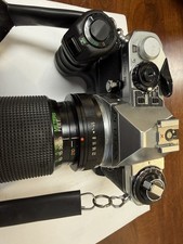 Pentax ME Super 35mm SLR Film Camera with Grip and Vivitar 70-210 lens NICE