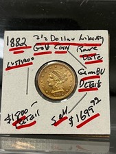 1882-P-CLASSIC USA $2.5 GOLD LIBERTY--VERY RARE 4000 MINTED DATE-BU DETAILS-AAA+