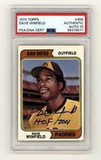 Dave Winfield 1974 Topps #456 Rookie RC Signed w/ HOF 2001 10 Auto PSA DNA