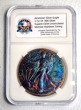 American Silver Eagle (1 Oz .999) Monster Rainbow Toning Gem Uncirculated 2026