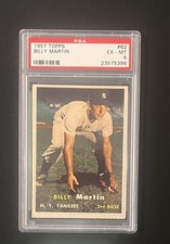 1957 Topps #62 Billy Martin PSA Graded  6 - EX-MT Vintage Baseball Card