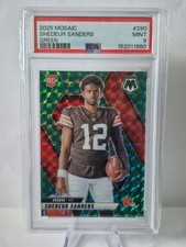 2025 Mosaic Shedeur Sanders RC #290 Green Prizm Rookie Variation PSA 9 Browns