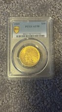 1909 $10 Gold Coin PCGS Au 58