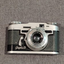 Graflex Graphic 35 Rangefinder 35mm Vintage Film Camera Prontor F2.8 50mm Works!