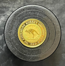 1990 Australia 1/20 oz Gold Kangaroo Nugget Coin Perth Mint .9999 Fine Gold 24k
