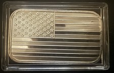 .999 Fine Silver 1 Troy Ounce Silver U.S. Flag Bullion Bar Capsule