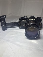 Vintage Chinon CE-4 SLR Film Camera w/ Power Winder w/ 135mm Lens WORKS READ