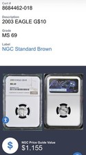 2003 $10 American *PLATINUM* Eagle NGC MS69 *LABEL ERROR* read description