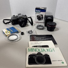 Minolta XG-1 35mm SLR Film Camera with 50mm & 28mm Lenses Lot Untested