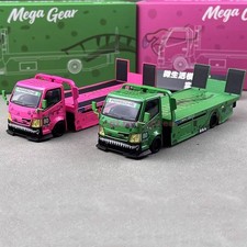 1:64 H300 Custom Tow Flatbed Truck Dinosaur Model Diecast Metal Car Pink Green