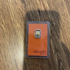 Valcambi Mint 1g gold bar in New Assay card  - 999.9 fine gold - One Gram - MINT