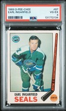 1969 O-PEE-CHEE Hockey - Earl Ingarfield Card #87 PSA 4 - Oakland Seals