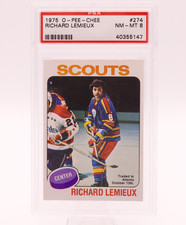 1975 O-Pee-Chee #274 Richard Lemieux PSA 8 NM-MT Kansas City Scouts Hockey Card