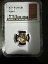2026 Gold Eagle 1/10 Ounce Fine Gold With The Official Red Book Label NGCMS69