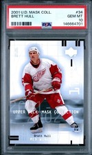 🔥🏒2001 UPPER DECK MASK COLLECTION #34 BRETT HULL HOF POP 6 PSA 10🔥⛸️