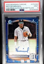 NESTOR MIRANDA 2025 BOWMAN CHROME #CPA-NM REPTILIAN BLUE /150 1ST AUTO PSA 9