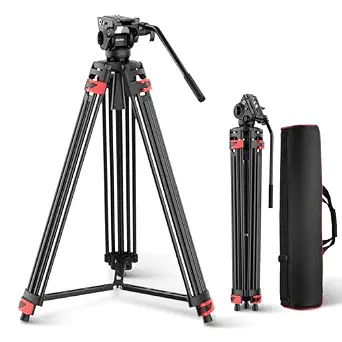 NEEWER Basics 74" Video Tripod with Fluid Head, Metal Camera Stand, TP37