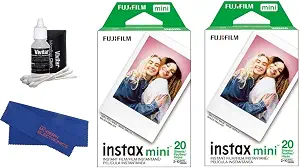 FUJIFILM INSTAX MINI Instant Color Film Bundle for EVO, Mini 12, 11, 40 and 41 Cameras, Includes: Instant Color Film, Cleaning Kit and Cleaning Cloth (40 Exposures)