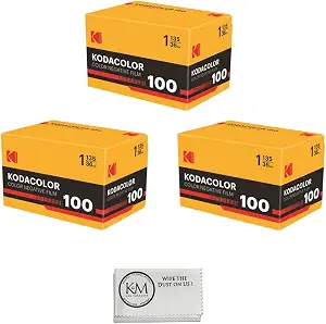 Kodak Kodacolor 100 Color Negative Film | 35mm Roll Film (36 Exposures) 3 Rolls + Cloth