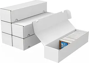 Trading Card Storage Box, 6-Pack 1100 Count White Corrugated Cardboard Box