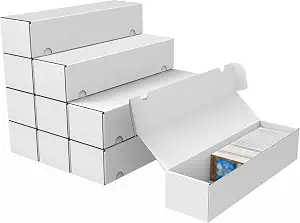Trading Card Storage Box, 10-Pack 1100 Count White Corrugated Cardboard Box