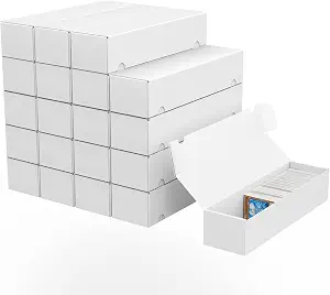 Trading Card Storage Box, 20-Pack 1100 Count White Corrugated Cardboard Box