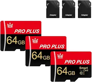 3 Pack Memory Card 64GB with Adapter, High Speed TF Card, UHS-I C10 A1 Memory TF Card for Tablet/Mobile Phone/Camera/Car Audio/Game Console (64GB-3 Pack)