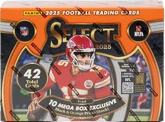 NEW 2025 SELECT Football Card HOBBY MEGA Box, 10 Black/Orange Prizms Per Box!