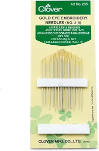 Clover Gold Eye Embroidery Needles Size 3-9 - 16 Pack