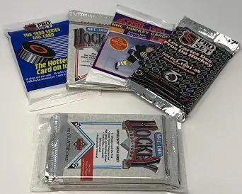 GREAT LOT OF OLD UNOPENED HOCKEY CARDS IN PACKS From the Late 80's and Early 90's. 60 + Cards in Sealed Wax Packs picked by Superior Sports