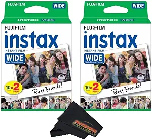 Fujifilm Instax Wide Instant Film Twin Pack with Sunshine Photo Microfiber Cloth... (2 Pack-40 Exposures)