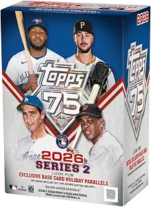 2026 TOPPS Series 2 Baseball Blaster Box - 75TH Anniversary - 72 Cards - Exclusive PARALELLS - Chance for Autographs - Factory Sealed