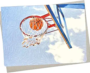 Whitman and Daughter Basketball Card - 5x7 Inches Blank Inside for All Occasions Like Basketball Birthday Card, Basketball Valentine Card, Coach Thank You, Invitations, Get Well - 693
