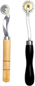 2 PCS Tracing Wheel Set, Professional Stitch Marking Spacer Tool, 2mm & 4mm Needle Point Pounce Wheel with Wooden Handle, Stainless Steel Perforator for Sewing Patterns, Leather & Craft Projects
