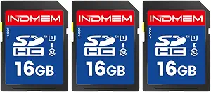 16GB SD Card (3 Pack), C10 SDHC UHS-I Memory Cards U1 Class 10 High-Speed Full 4K HD Video Compatible with Digital Point-and-Shoot Cameras, HD Camcorders, DSLR and PC