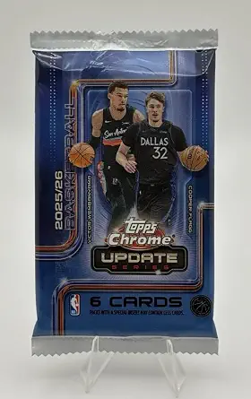 2025-26 Topps Chrome Update Basketball Sealed Mega Pack (Look For Debut Patches) - 6 Cards