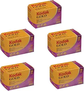 Kodak Kodacolor Gold 200 35mm Color Negative Roll Film, 200 ISO, 36 Exposure, 5-Pack