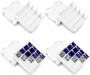 QTYORD 4 Pack 3200 Count Trading Card Storage Boxes with 10 Dividers