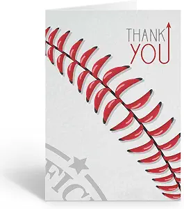 Stonehouse Collection Baseball Thank You Greeting Card, Sports Card - Single Card with Envelope, Blank Interior - Made in the USA (Baseball #1)