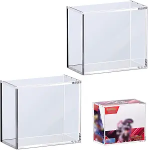 2 PCS PKMN Booster Box Acrylic Case, 5MM Acrylic Display Case, Clear Ultra Boxes for Display Compatible with PKMN Booster Boxes, Dustproof and Waterproof Display Box