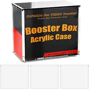 3 Pack PKMN Booster Box Acrylic Case Display Magnetic Ultra Thick 8mm + 5mm Acrylic Booster Box Protector Case with Strong Magnets Stackable Hard Crystal Clear Compatible with PKMN Booster Boxes