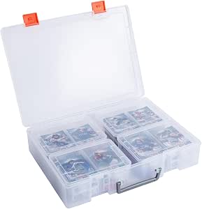 1000-1600 Card Storage Box, Clear Trading Card Holder Carrying Case 1+4 Card Deck Box for MTG, Yu-Gi-Oh Games Cards, Baseball Football NBA Sports Cards (L-14.3x10.6x2.92, S-6.5x4.96x2.4 inch)
