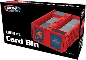 BCW Collectible Card Bins, Holds 1,600 Cards Each, Stackable, Red, 1 Pack