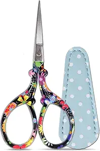 3.6 inch Sharp Embroidery Scissors for Sewing with Premium Leather Sheath
